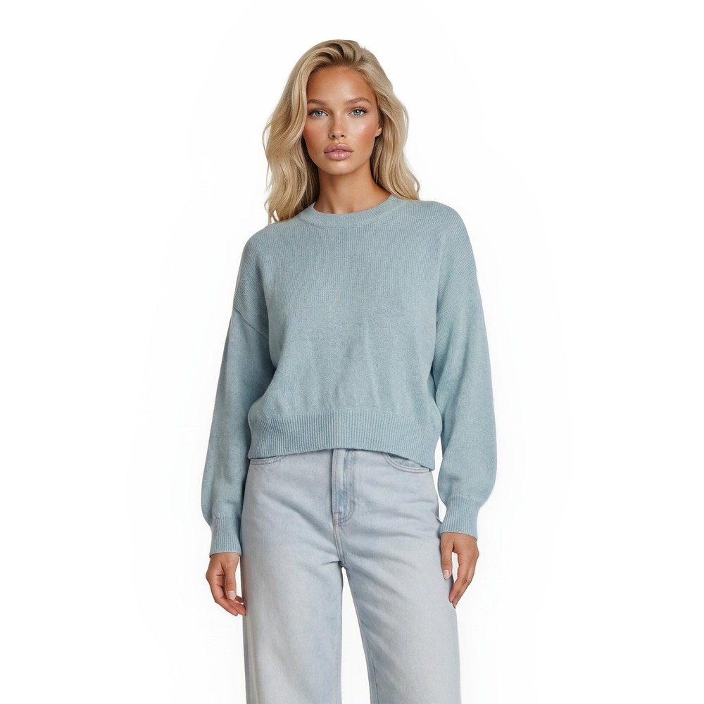 Madewell Sweater Womens Size XL Baby Blue Shaker Knit Balloon Drop Sleeve